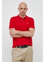 Pamučna polo majica United Colors of Benetton boja: crvena, jednobojni model
