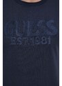 Pamučna majica Guess boja: tamno plava, s aplikacijom