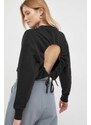 Pamučna dukserica Calvin Klein Jeans za žene, boja: crna, glatka