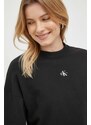 Pamučna dukserica Calvin Klein Jeans za žene, boja: crna, glatka