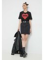 Pamučna majica Love Moschino boja: crna