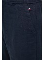 Lanene hlače Tommy Hilfiger boja: tamno plava, ravni kroj, visoki struk