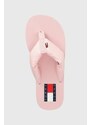 Japanke Tommy Jeans FLAG EVA BEACH SANDAL za žene, boja: ružičasta, ravna potpetica, EN0EN02111