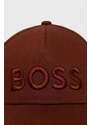 Pamučna kapa sa šiltom BOSS boja: smeđa, s aplikacijom