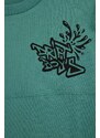 Dječja pamučna majica kratkih rukava Sisley boja: zelena, s tiskom