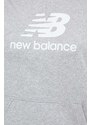 Dukserica New Balance za žene, boja: siva, s kapuljačom, s tiskom