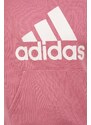 Pamučna dukserica adidas za žene, boja: ružičasta, s kapuljačom, s uzorkom