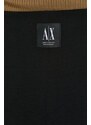 Suknja Armani Exchange boja: crna, mini, širi se prema dolje