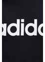 Pamučna dukserica adidas za žene, boja: crna, s kapuljačom, s uzorkom