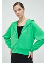 Dukserica 4F za žene, boja: zelena, s kapuljačom, glatka