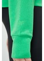 Dukserica 4F za žene, boja: zelena, s kapuljačom, glatka