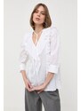 Pamučna majica BOSS za žene, boja: bijela, s uzorkom