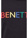 Pamučna majica United Colors of Benetton boja: crna, s tiskom