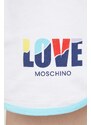 Kratke hlače Love Moschino za žene, boja: bijela, s tiskom, visoki struk