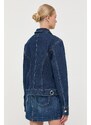 Traper jakna Trussardi za žene, boja: tamno plava, za prijelazno razdoblje