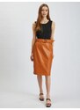 Orsay Brown Women's Leatherette Sheath Skirt - Women's