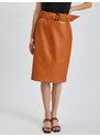 Orsay Brown Women's Leatherette Sheath Skirt - Women's