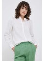 Lanena košulja United Colors of Benetton boja: bijela, regular, s klasičnim ovratnikom