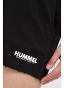 Pamučne kratke hlače Hummel boja: crna, glatki materijal, srednje visoki struk