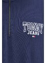 Pamučna dukserica Tommy Jeans za muškarce, boja: tamno plava, s tiskom