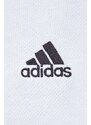 Pamučna dukserica adidas za žene, boja: bijela, s kapuljačom, aplikacijom
