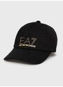 Pamučna kapa EA7 Emporio Armani boja: crna, s aplikacijom