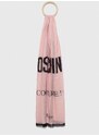 Šal s dodatkom svile Moschino boja: ružičasta, s uzorkom