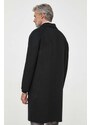 Vuneni kaput Calvin Klein boja: crna, za prijelazno razdoblje, oversize