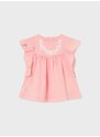 Pamučna bluza za bebe Mayoral boja: ružičasta, glatka