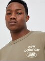 Pamučna majica New Balance boja: zelena