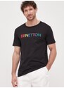 Pamučna majica United Colors of Benetton boja: crna, s tiskom