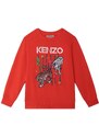 Dječja pamučna dukserica Kenzo Kids boja: crvena, s tiskom