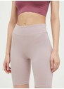 Kratke hlače 4F za žene, boja: ružičasta, glatki materijal, visoki struk