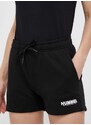 Pamučne kratke hlače Hummel boja: crna, glatki materijal, srednje visoki struk