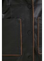 Kožni kaput Remain za žene, boja: crna, za prijelazno razdoblje