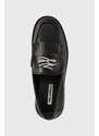 Kožne mokasinke Karl Lagerfeld MOKASSINO II za žene, boja: crna, ravni potplat, KL41430