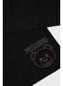 Kratki vuneni šal Moschino boja: crna, s aplikacijom