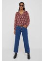 Bluza Pepe Jeans za žene, boja: bordo, s uzorkom