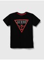 Dječja pamučna majica kratkih rukava Guess boja: crna