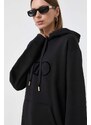 Pamučna dukserica MICHAEL Michael Kors za žene, boja: crna, s kapuljačom, s aplikacijom