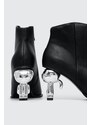 Kožne gležnjače Karl Lagerfeld IKON HEEL za žene, boja: crna, s debelom potpeticom, KL39035