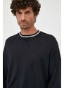 Vuneni pulover Emporio Armani za muškarce, boja: tamno plava, lagani