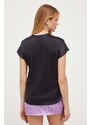 Pamučna bluza Pinko boja: crna, bez uzorka