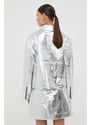 Jakna Stine Goya Rockey za žene, boja: srebrna, za prijelazno razdoblje, oversize