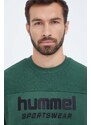 Pamučna dukserica Hummel za muškarce, boja: zelena, s aplikacijom