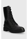 Čizme Calvin Klein CLEAT COMBAT BOOT - EPI MONO MIX za žene, boja: crna, s platformom, HW0HW01713