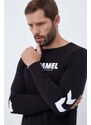 Pamučna majica dugih rukava Hummel boja: crna, s tiskom