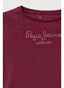 Dječja pamučna majica dugih rukava Pepe Jeans boja: bordo