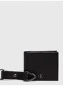 Kožni novčanik + privjesak Calvin Klein Jeans za muškarce, boja: crna