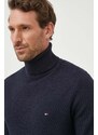 Pamučni pulover Tommy Hilfiger boja: tamno plava, s dolčevitom